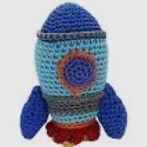 Knit Knacks Rocket Ship Organic Cotton Small Dog Toy